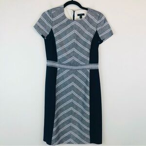 J. Crew | Linen Blend Gray and Blue Chevron Shift Dress Size 6